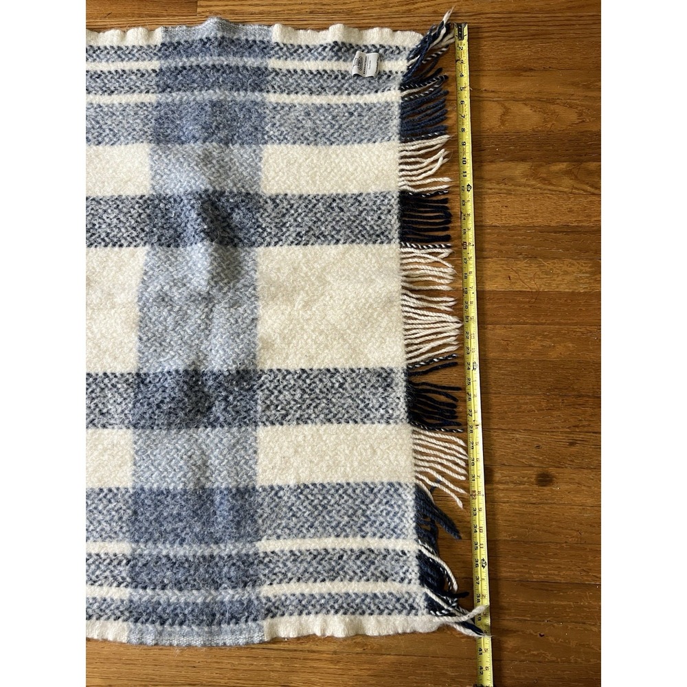 Rammagerdin Icelandic Wool Throw Blanket Plaid Fringe Gray Cream 39x55 - Picture 3 of 5